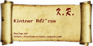 Kintner Rózsa névjegykártya
